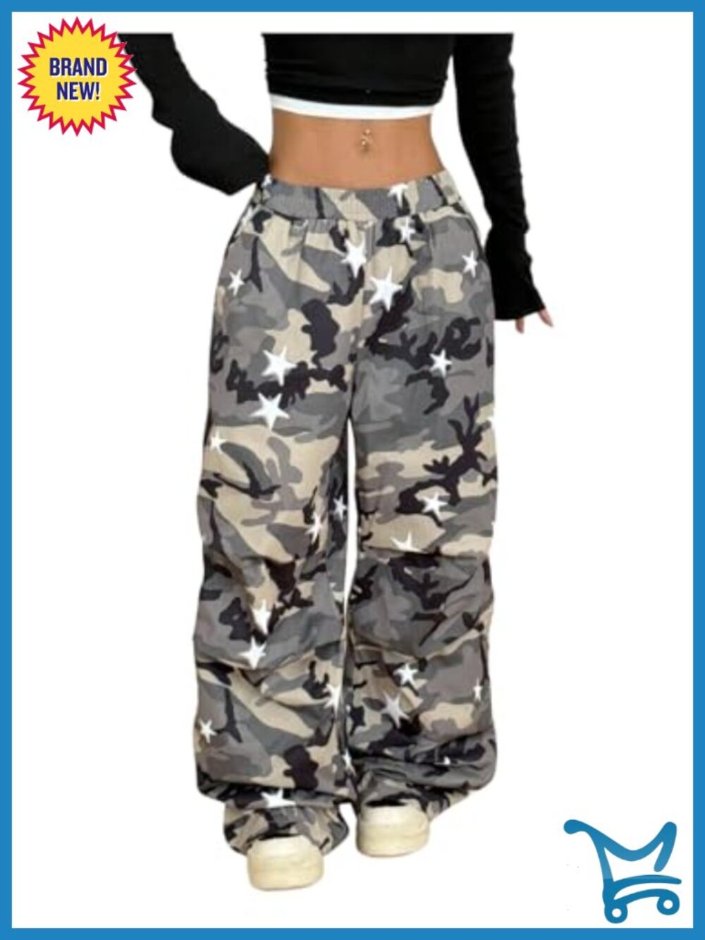 Baggy Camo Wide Leg Cargo Pants Streetwear